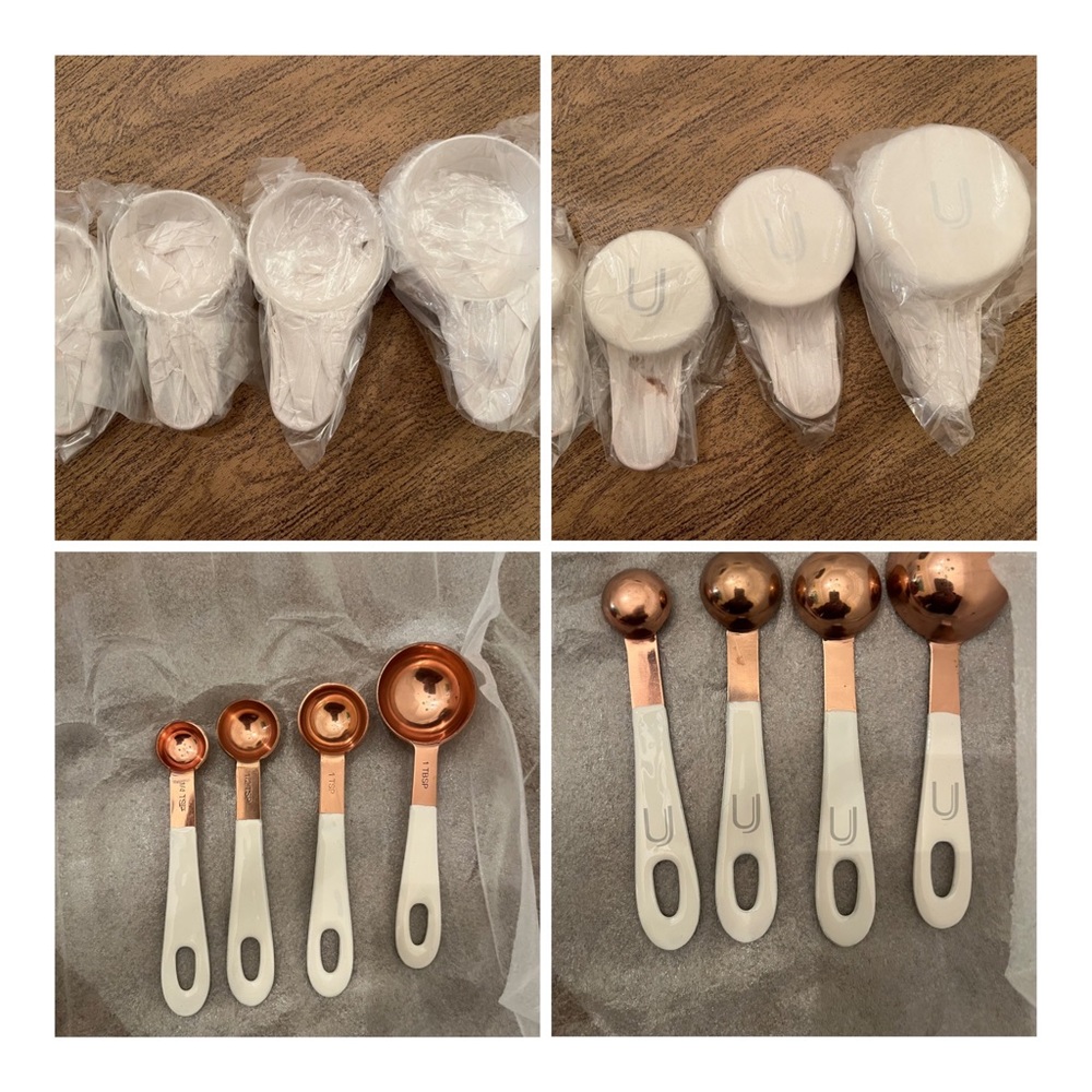 Uncommon James UJ Home-Measuring Spoons And Cups Copper. New, Never Used.